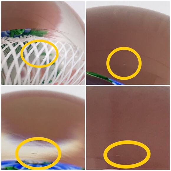 Perthshire 1985A Miniature Blue Flower Spiral Latticinio Cushion Paperweight - Picture 12 of 14